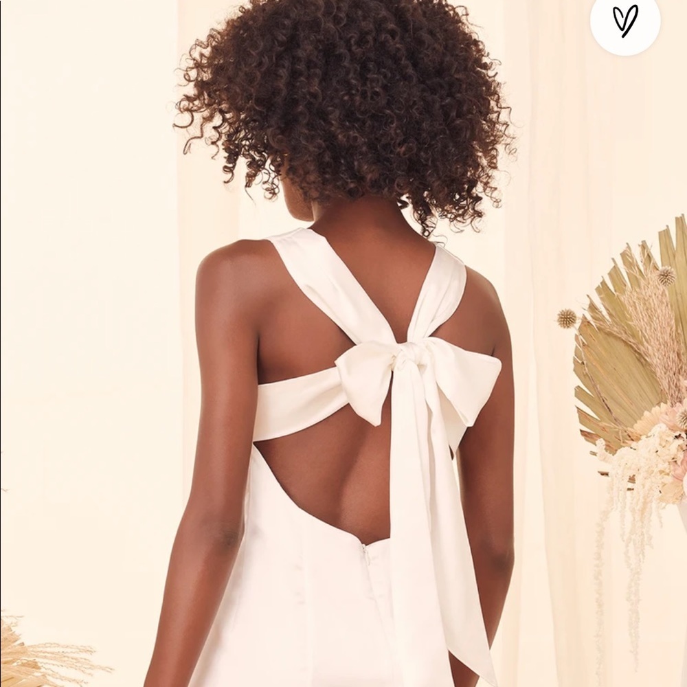 NWT Lulus Joyful White Satin Tie-Back Mini Dress